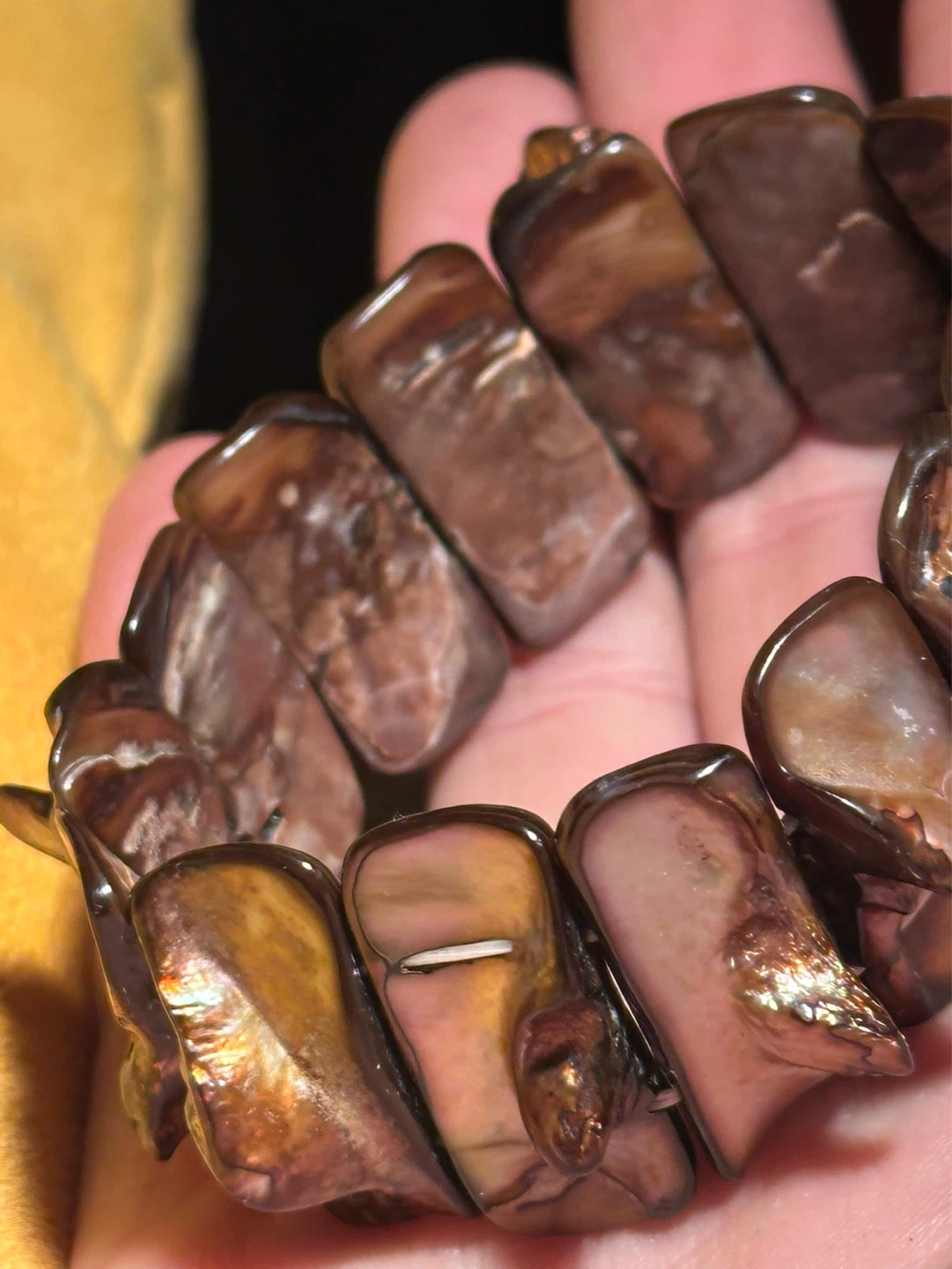 Vintage stretchy Rectangular Abalone Shell Bracelet - photo 2