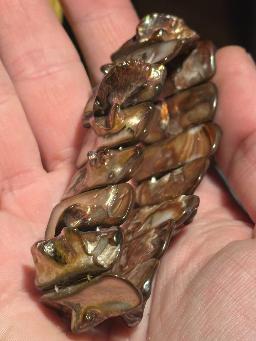 Vintage stretchy Rectangular Abalone Shell Bracelet