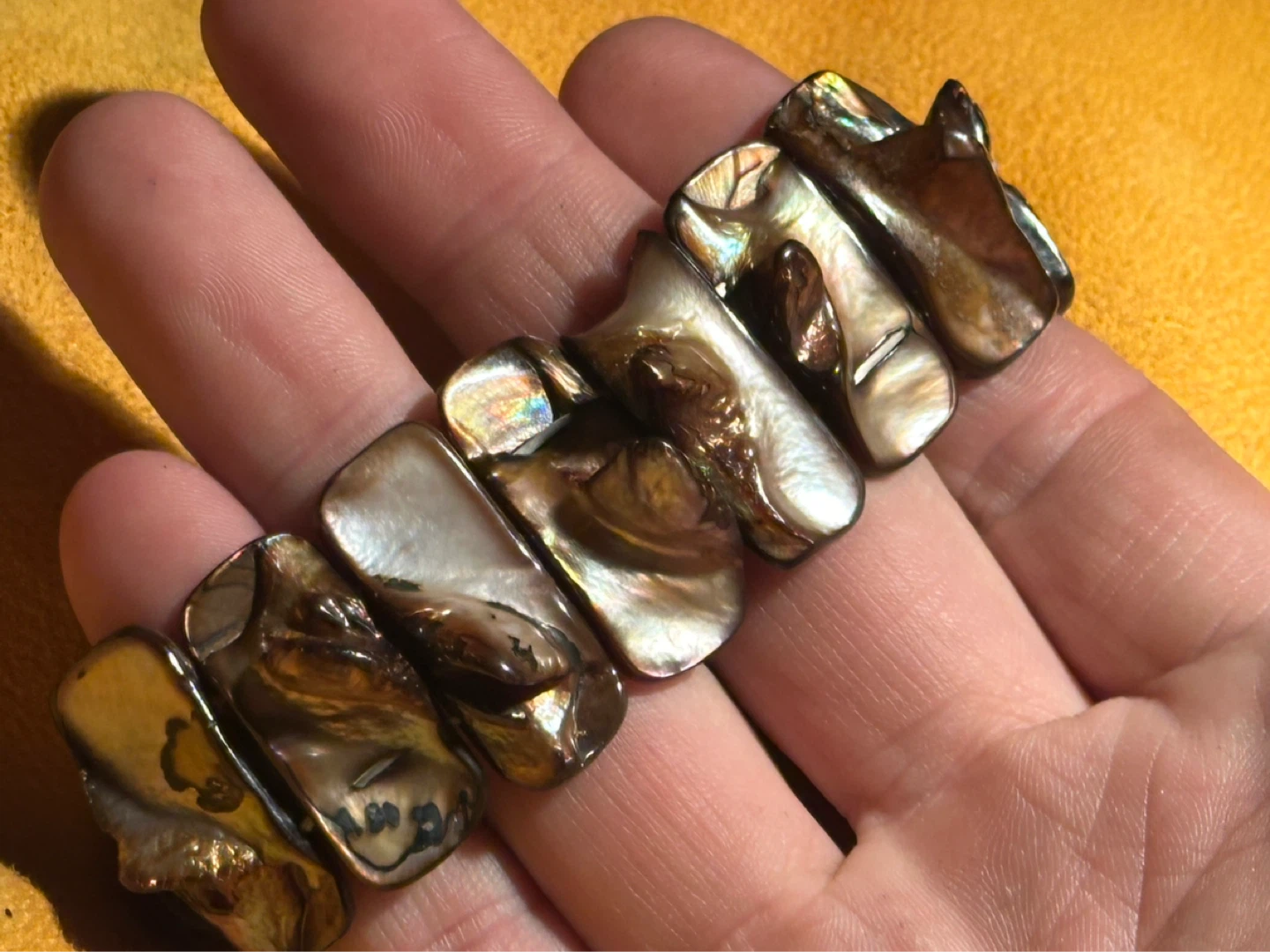 Vintage stretchy Rectangular Abalone Shell Bracelet - photo 5