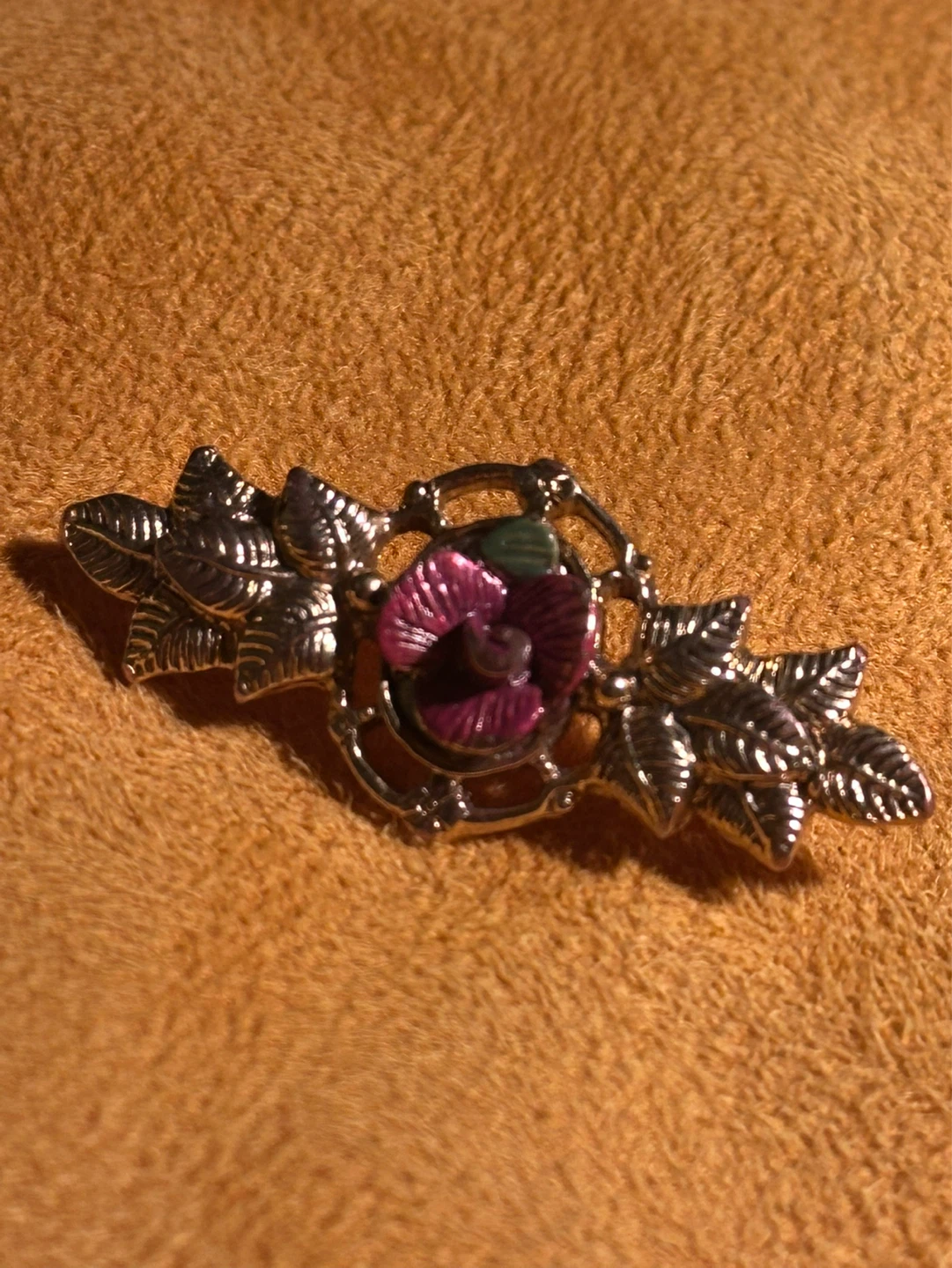 Vintage Cold Painted Rose Brooch - photo 2