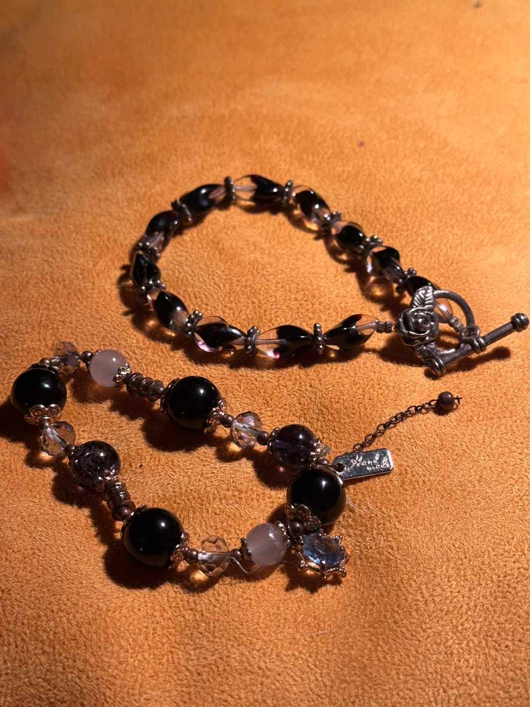 2 glass beaded bracelets