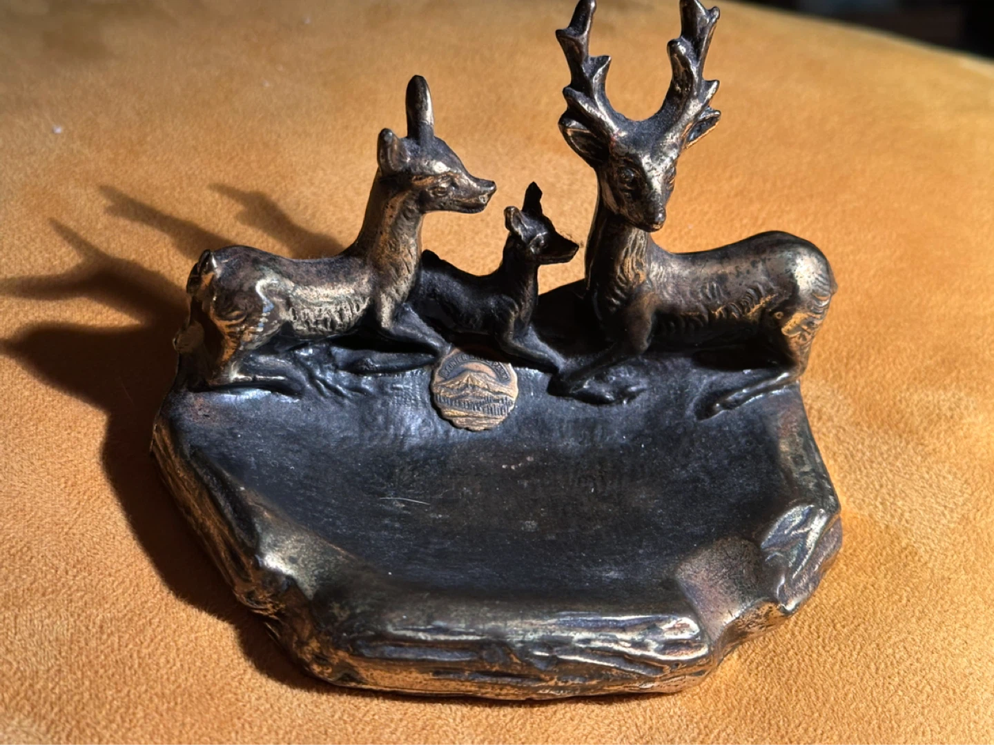 Vintage Cast Metal Rainer National Park Souvenir Deer Ashtray