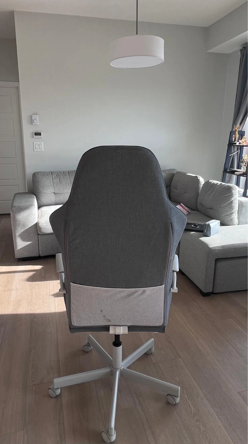 Grey Gaming Chair with White Accents
