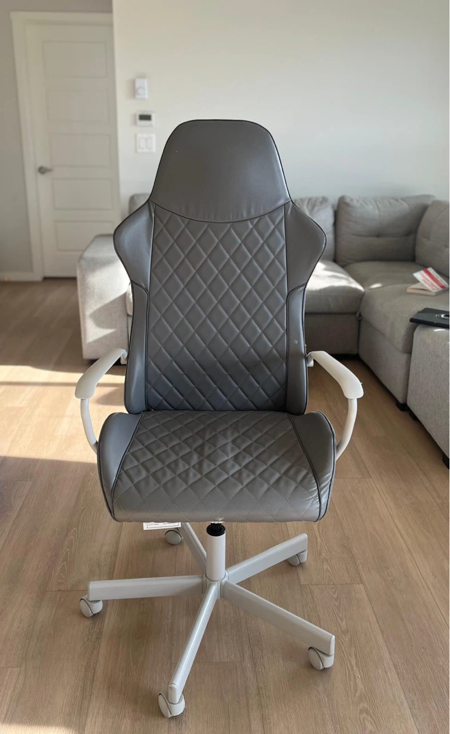 Grey Gaming Chair with White Accents - photo 3
