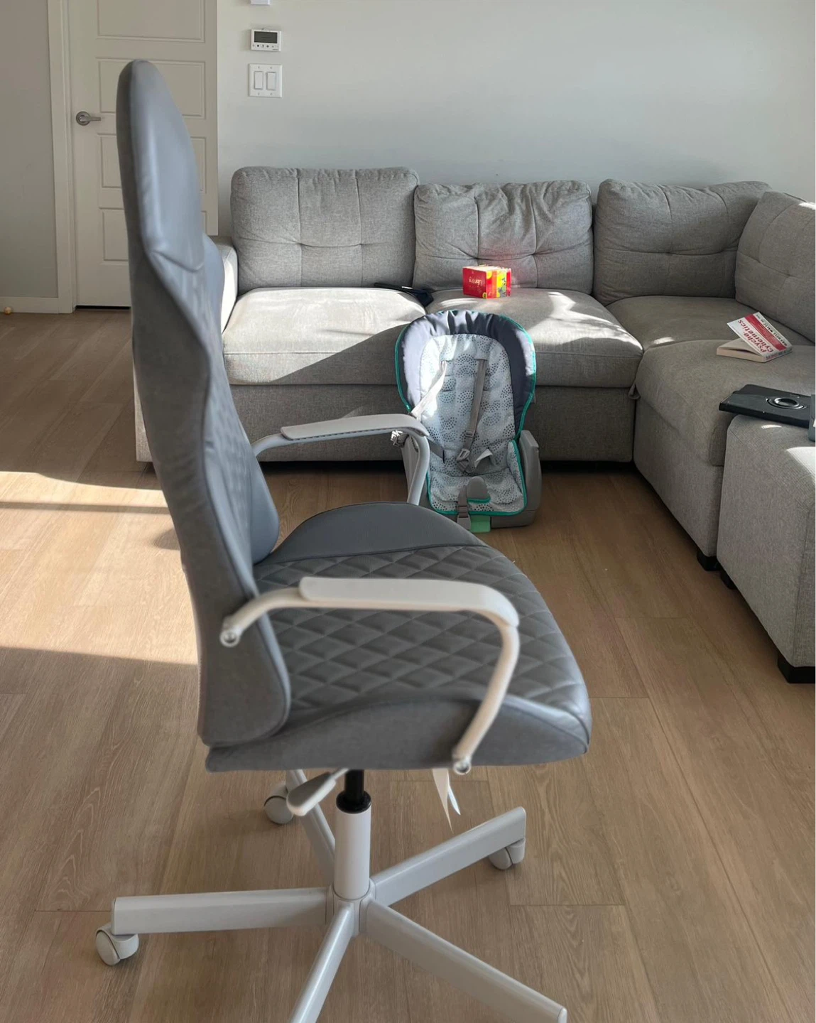 Grey Gaming Chair with White Accents - photo 2