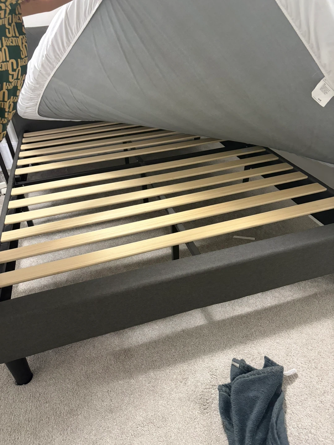 Queen Size Grey Upholstered Bed Frame - photo 2