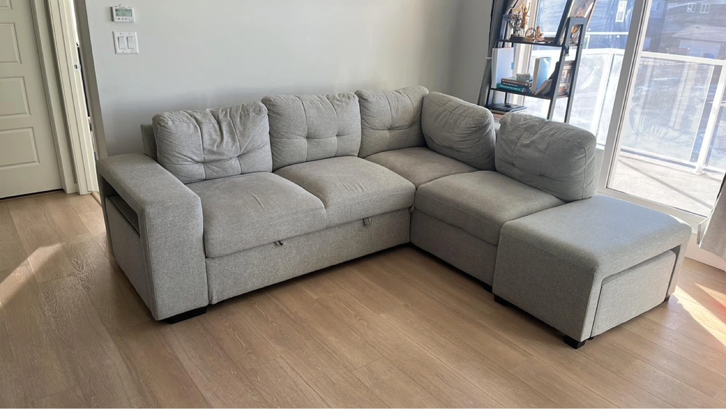 Grey Sectional Sofa with Storage Ottoman - photo 3