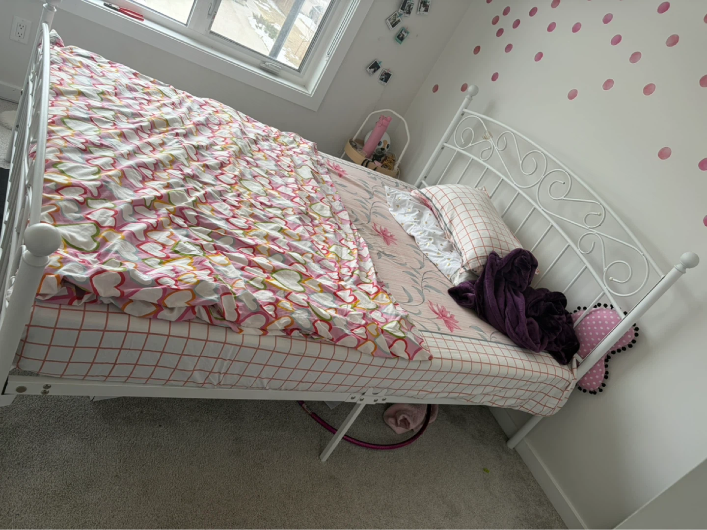 White Metal queen Bed Frame - photo 3