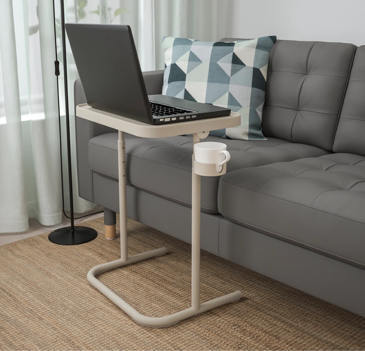 Adjustable Side Table with Cup Holder