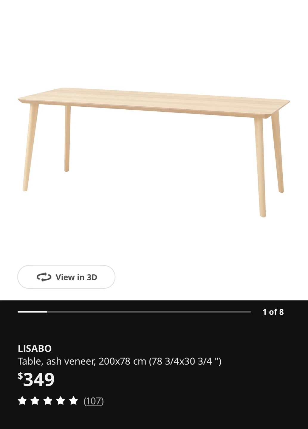 Ikea Lisabo Dining Table - Ash Veneer