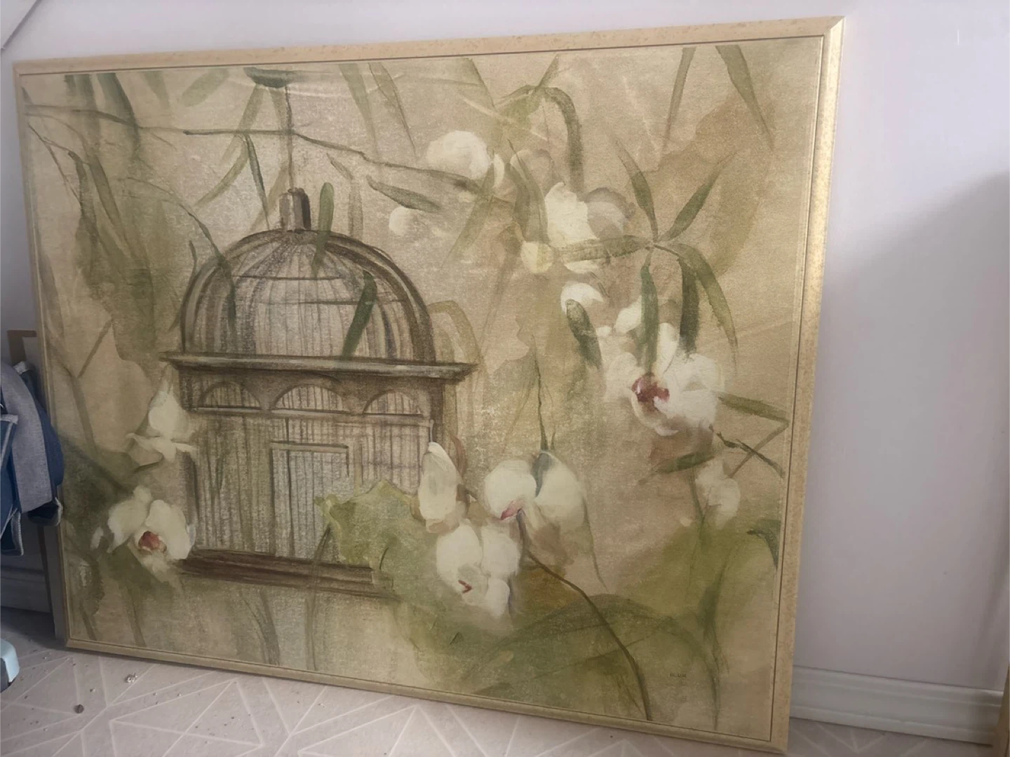 Framed Art Print - Birdcage and Orchids
