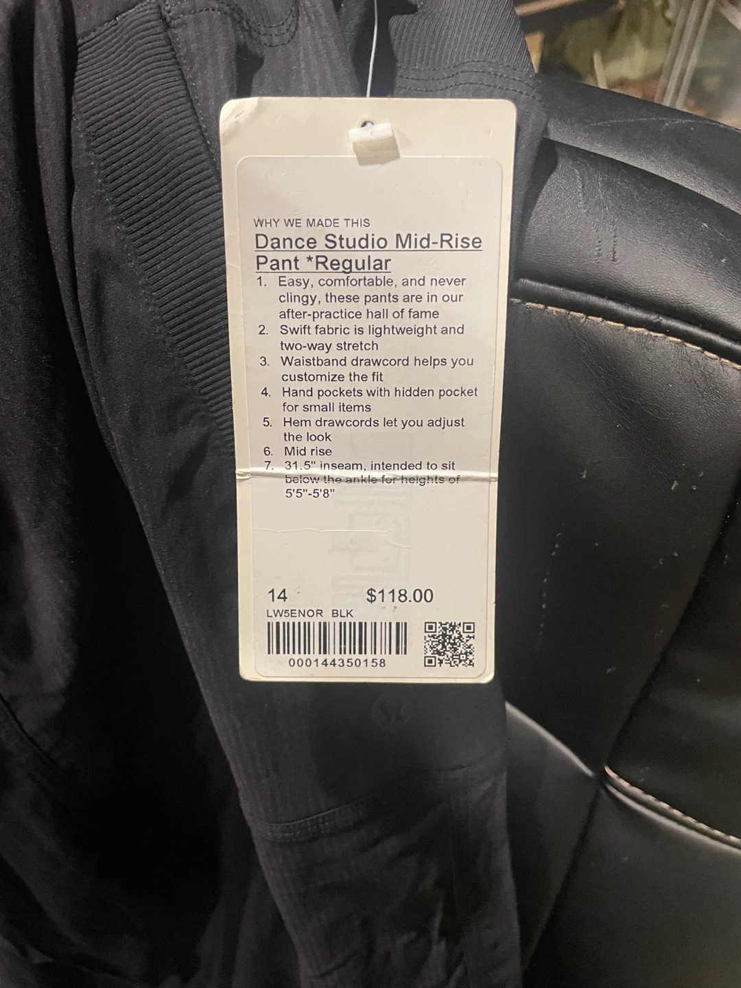 Lululemon Dance Studio Mid-Rise Regular Pants Black Size 14