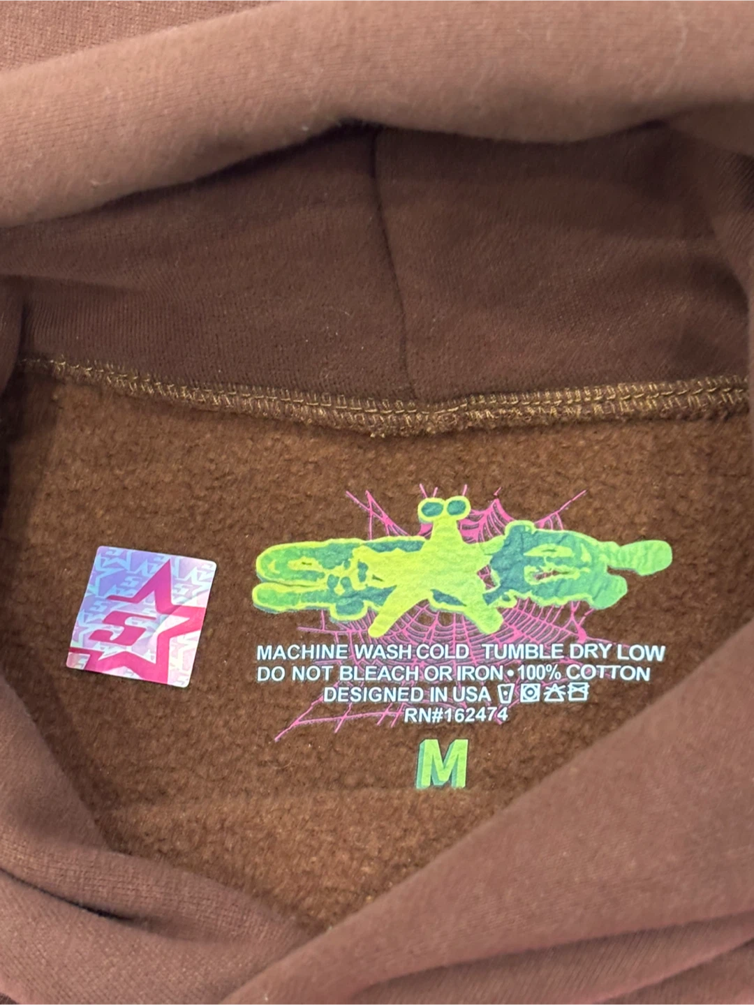 Sp5der Brown Hoodie Spiderweb Graphic Size M - photo 2