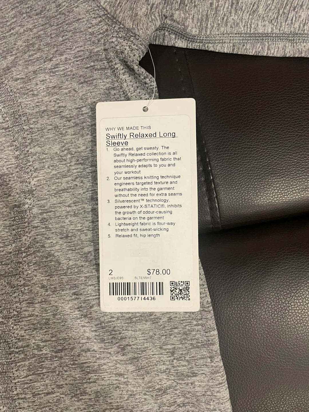 Lululemon Swiftly Relaxed Long Sleeve Shirt - Grey - Size 2