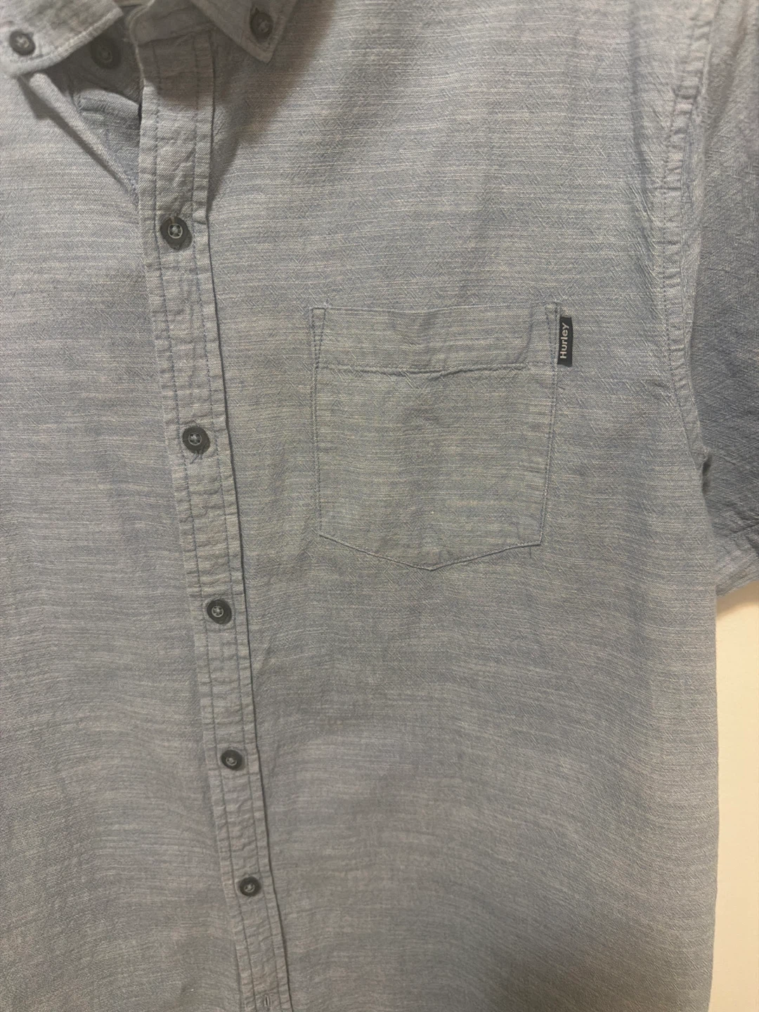Hurley Men's Short Sleeve Button-Up Shirt - Blue - Size L - photo 3
