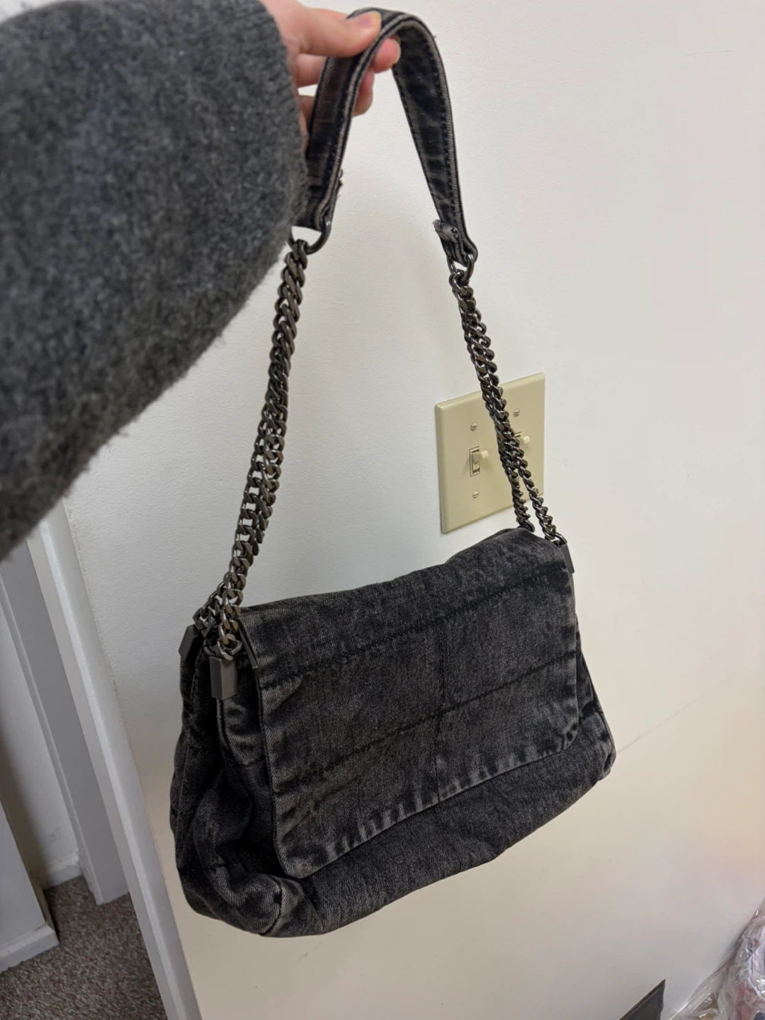 Zara Rock Flap Shoulder Bag - Denim