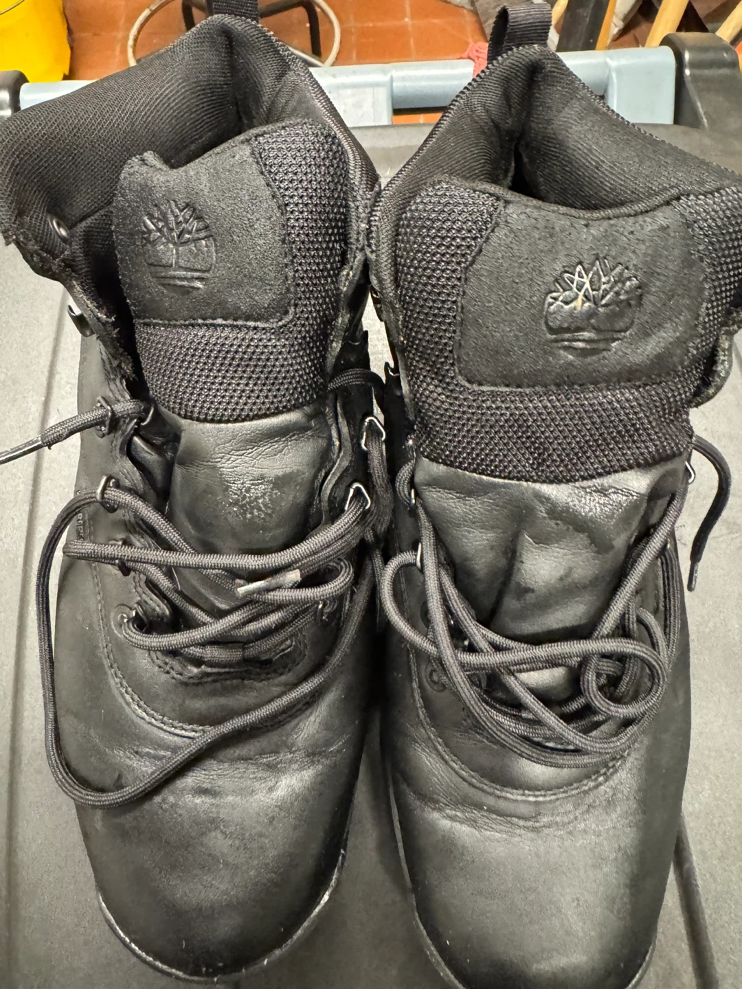 Timberland Black Leather Waterproof Hiking Boots Men's Size 10.5
