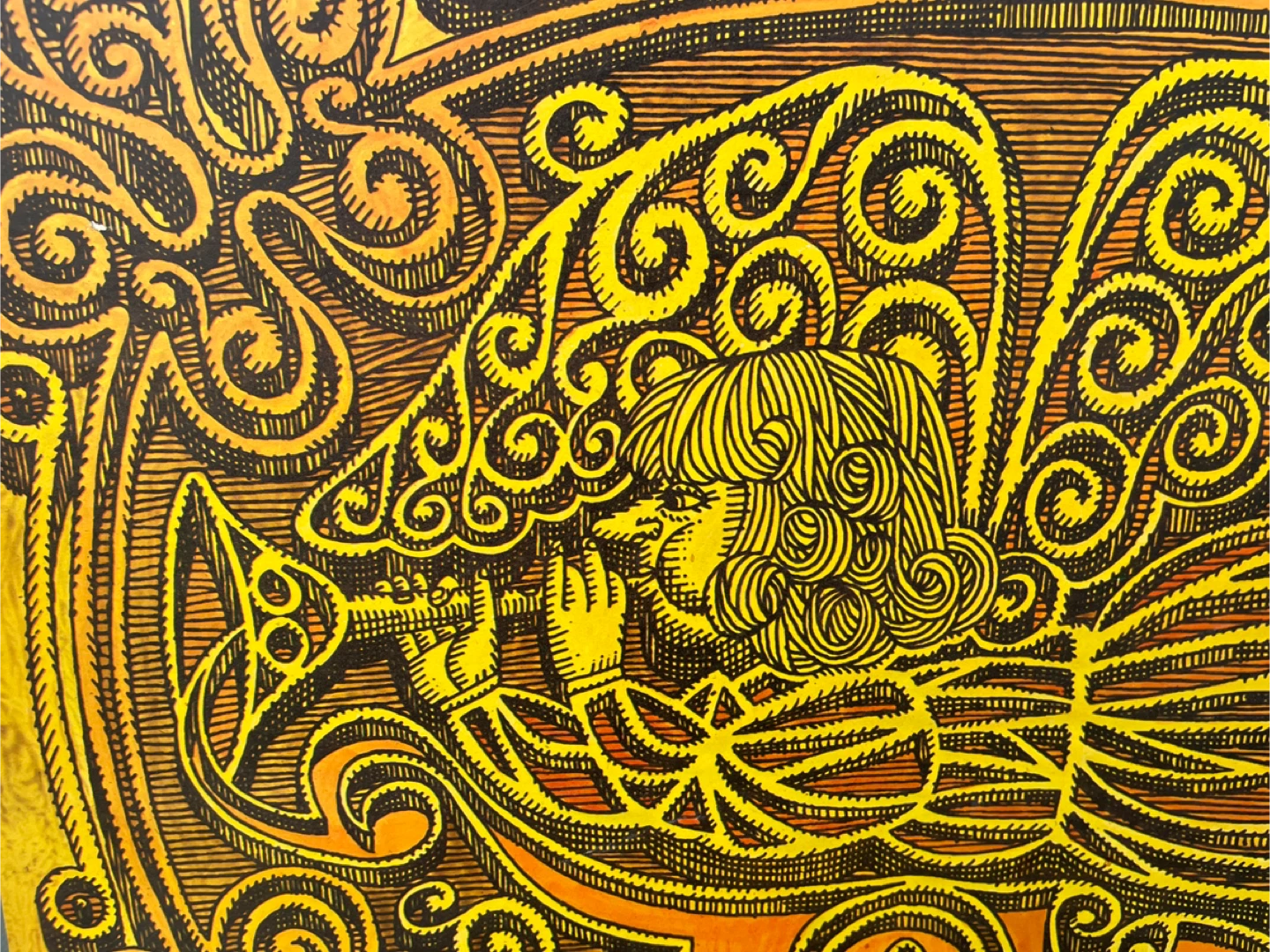 Vtg 70s Psychedelic JOY Art Print John Lichtenwalner - photo 3