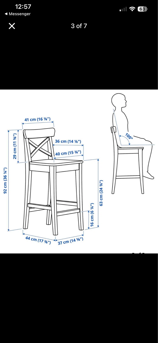 3 white IKEA Rosentorp Bar Stools - photo 5