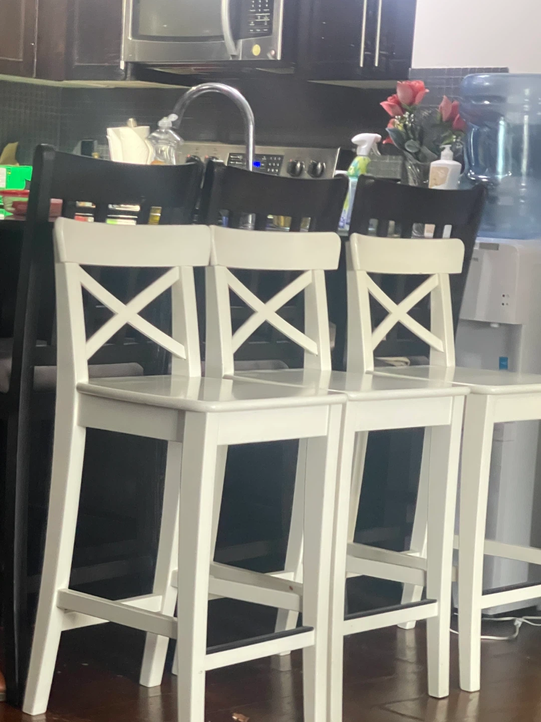 3 white IKEA Rosentorp Bar Stools - photo 2