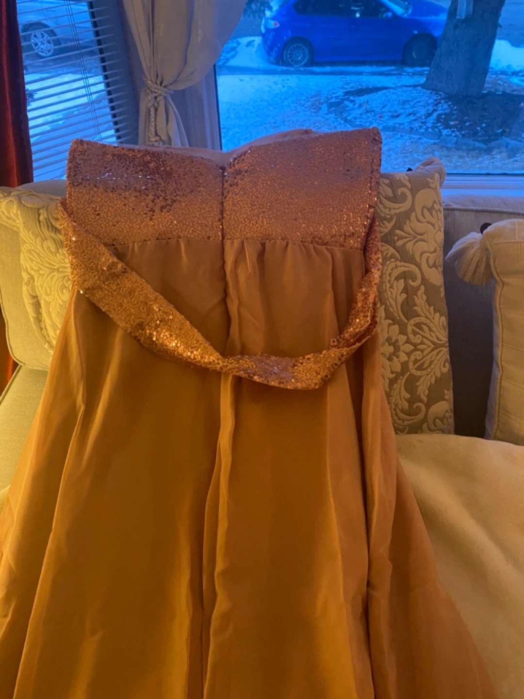 Sparkly Rose Gold Sequin Bodice Formal Dress - photo 3