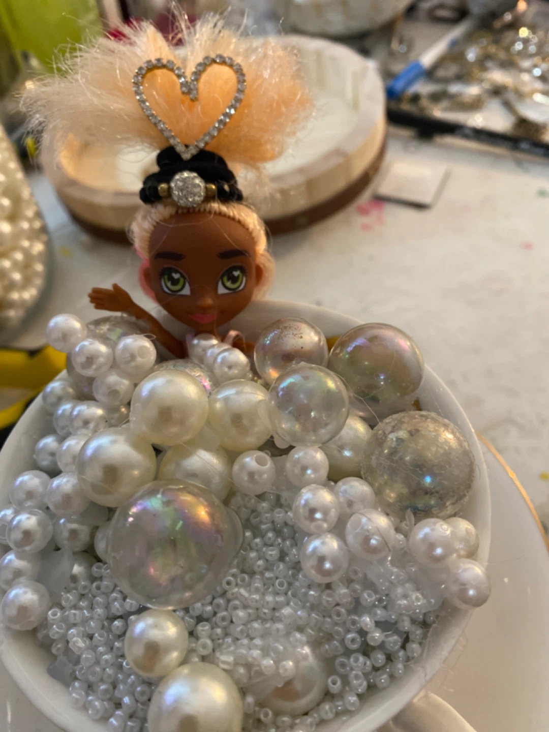 Mini Doll with Pearl and Bead Embellishments