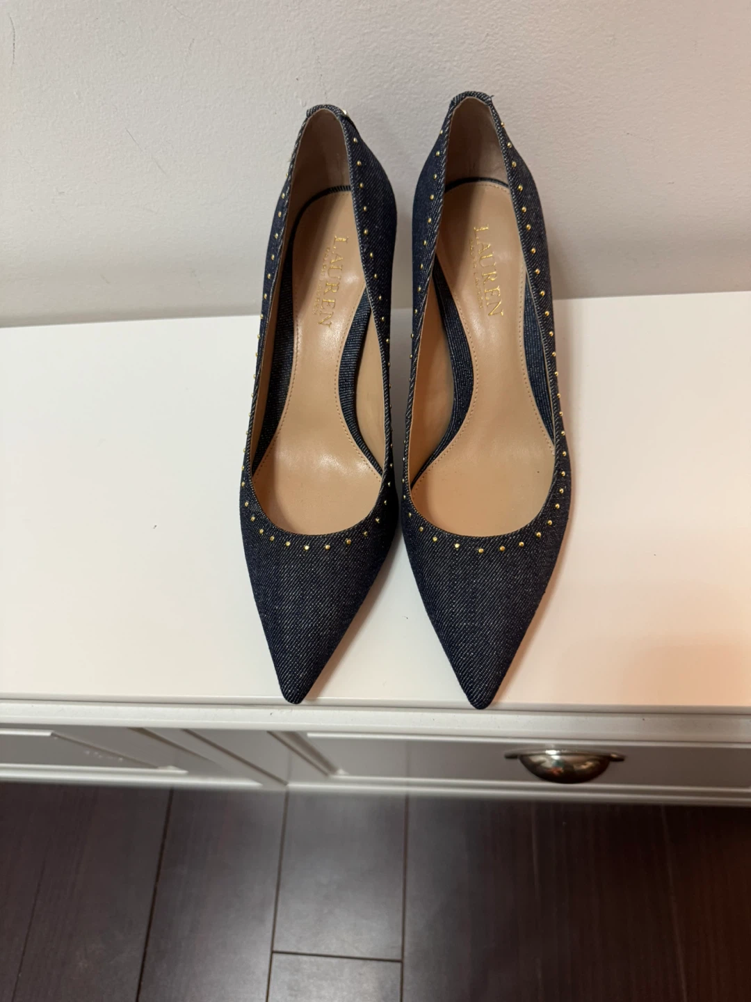Lauren Ralph Lauren Studded Denim Heels