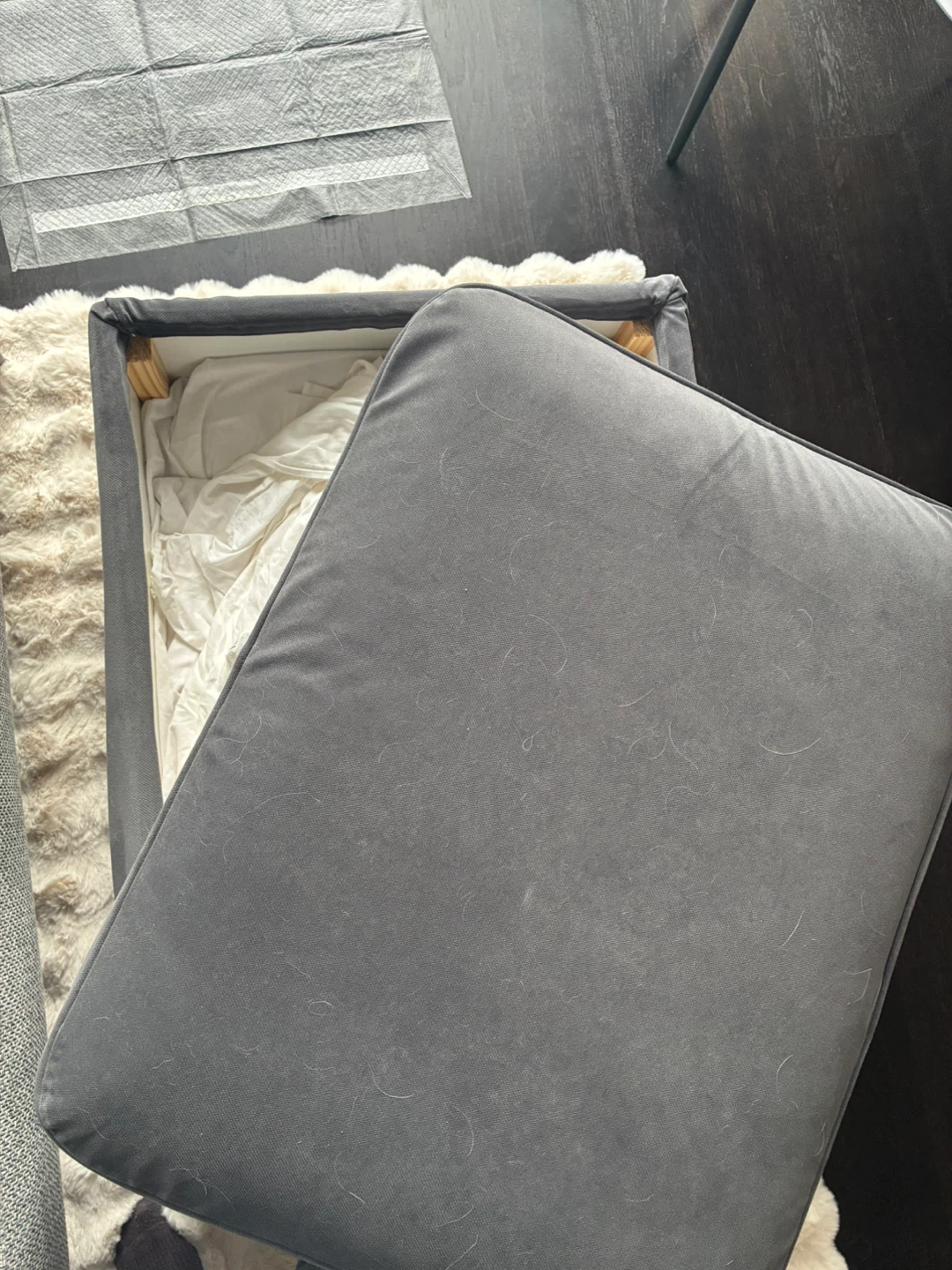 Dark Grey Upholstered Storage Ottoman - photo 3