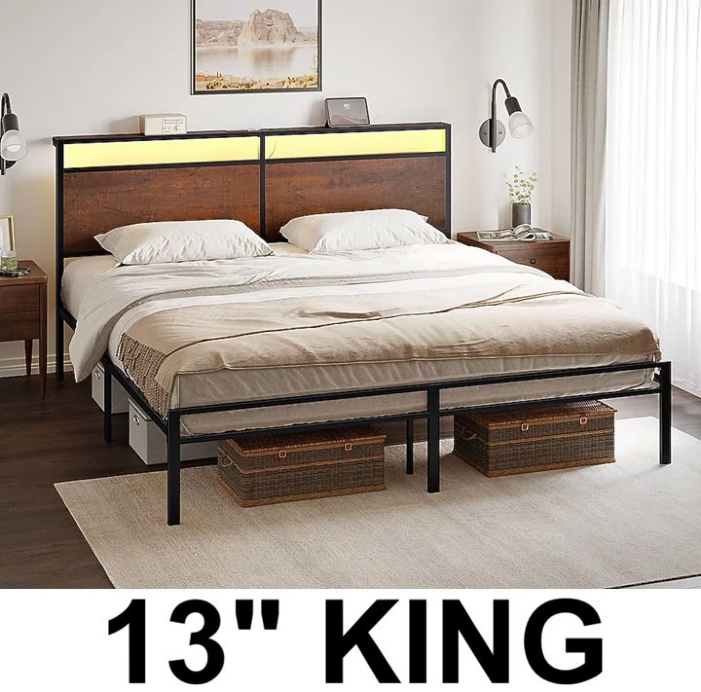 King Size Bed Frame with Headboard