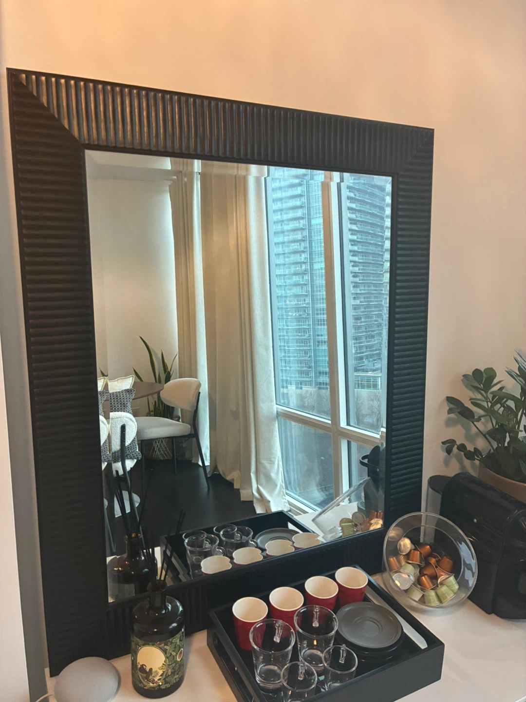 Large Black Framed Wall Mirror
