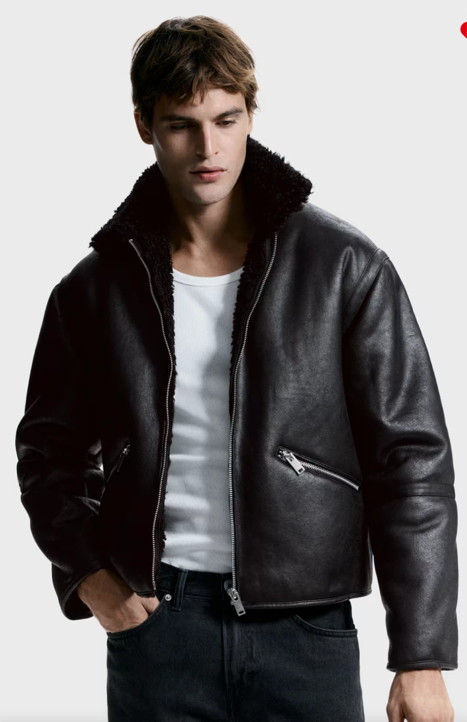 H&M Leather Sherpa Jacket
