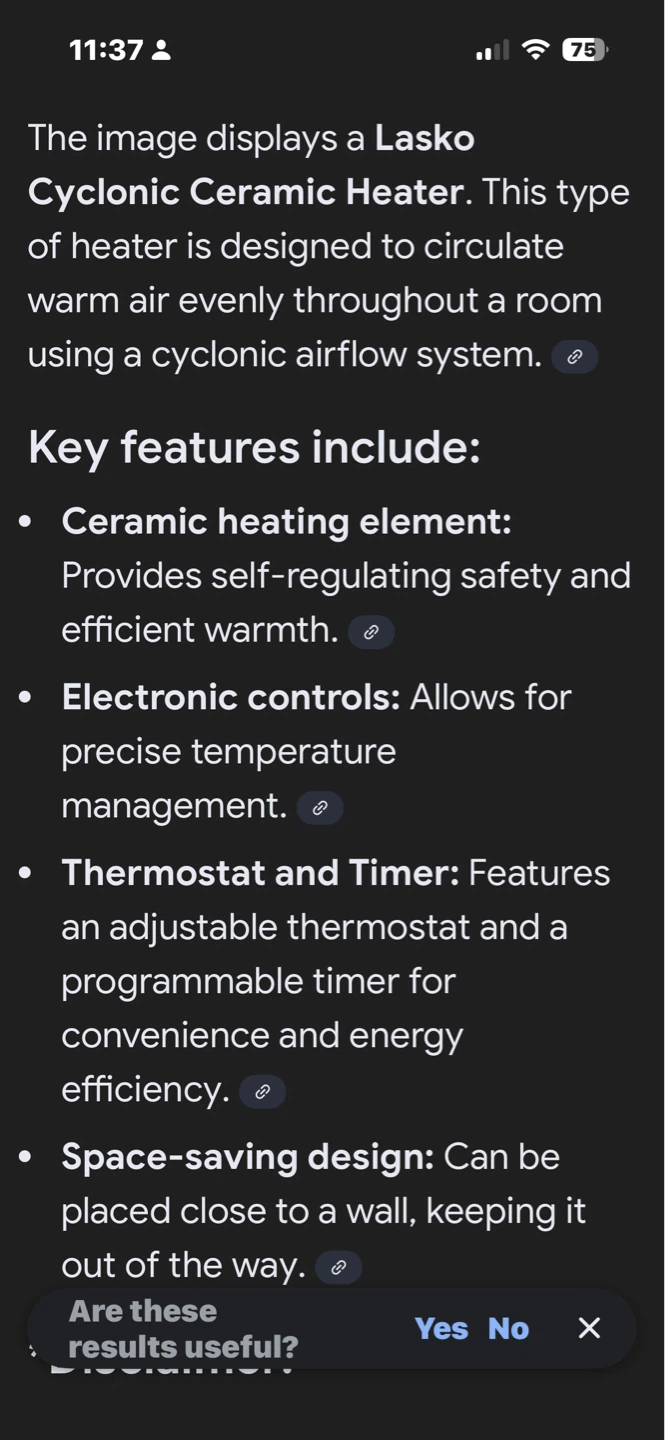 Lasko Ceramic Tower Heater - photo 4
