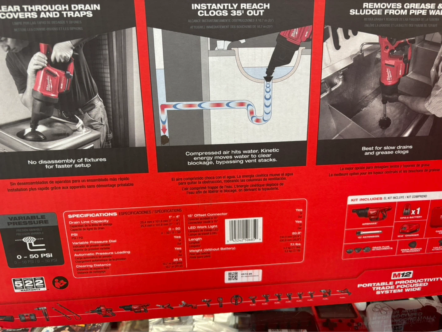 Milwaukee M12 AIRSNAKE Drain Cleaning Kit 2572B-21 - photo 3