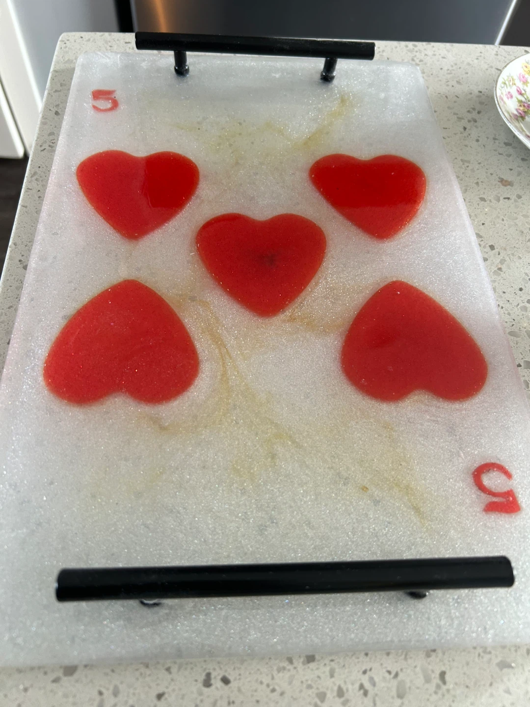 Resin Serving Tray with Heart Design