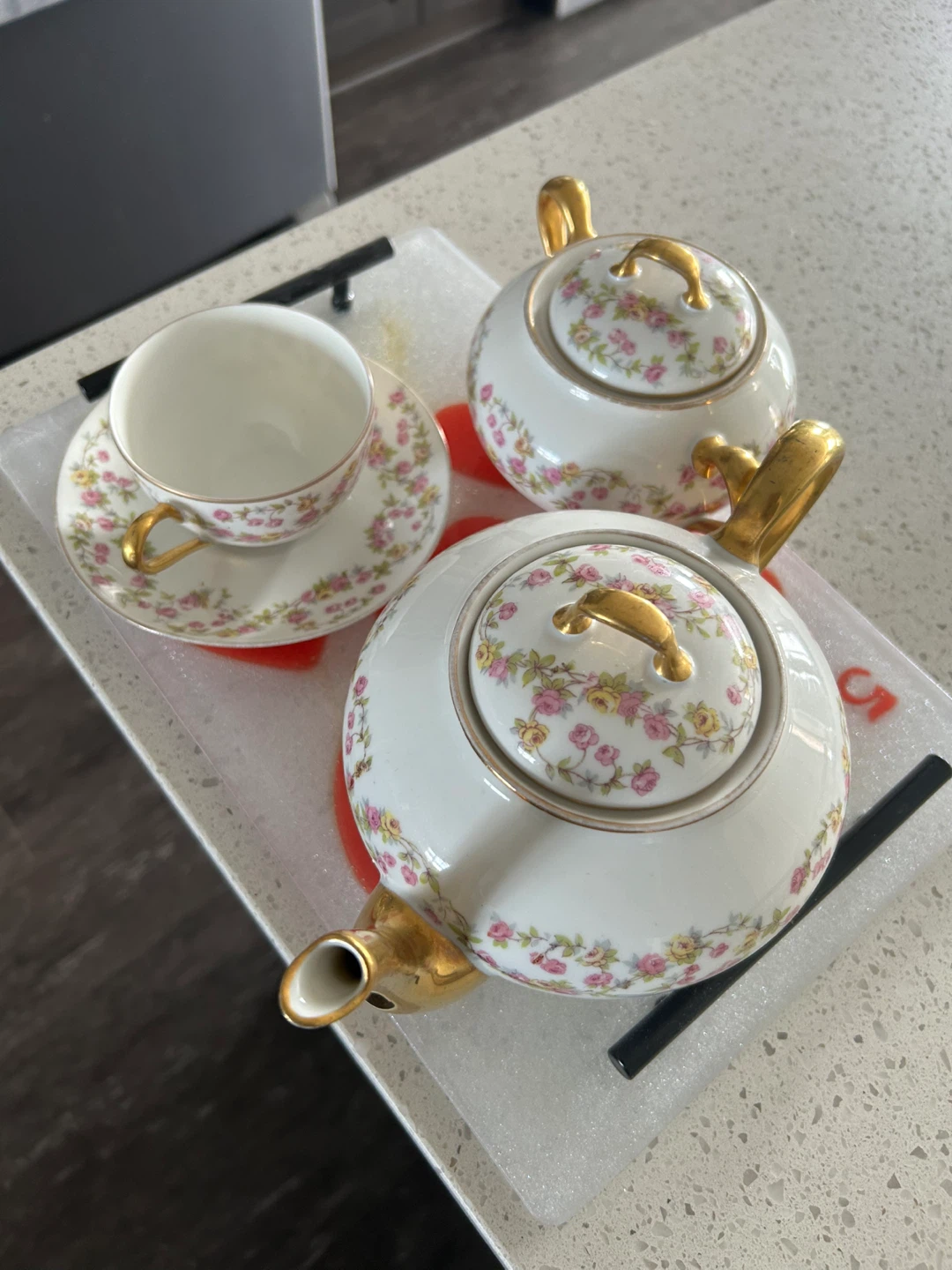Resin Serving Tray with Heart Design - photo 3