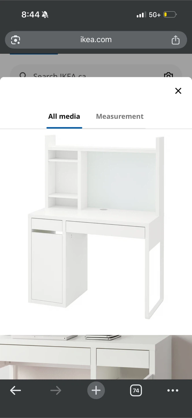 IKEA MICKE White Desk with Hutch