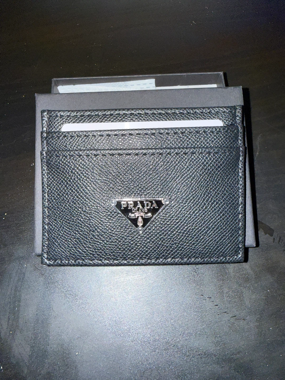 Prada Saffiano Leather Card Holder Black