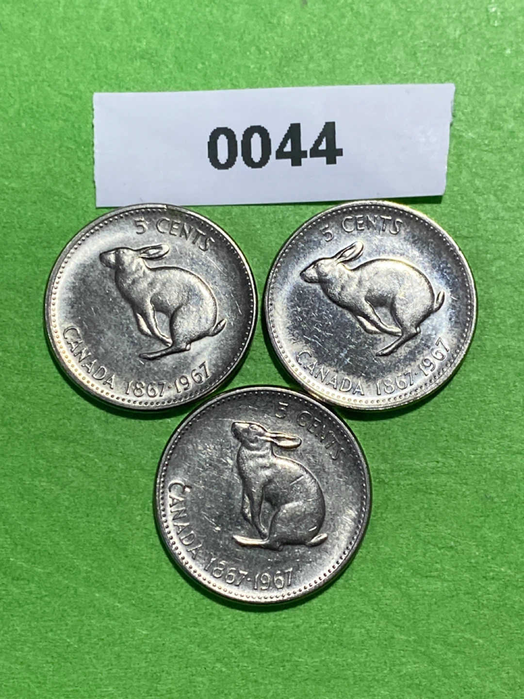 3 x 1967 Canada 5 Cent Coins
