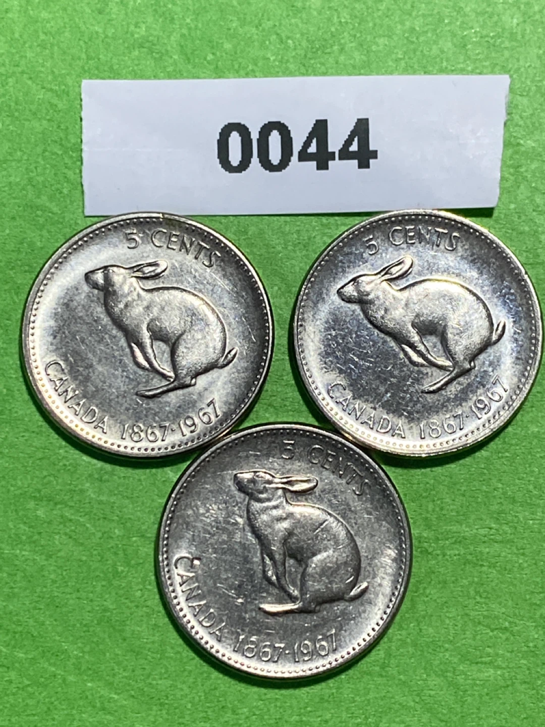 3 x 1967 Canada 5 Cent Coins - photo 2