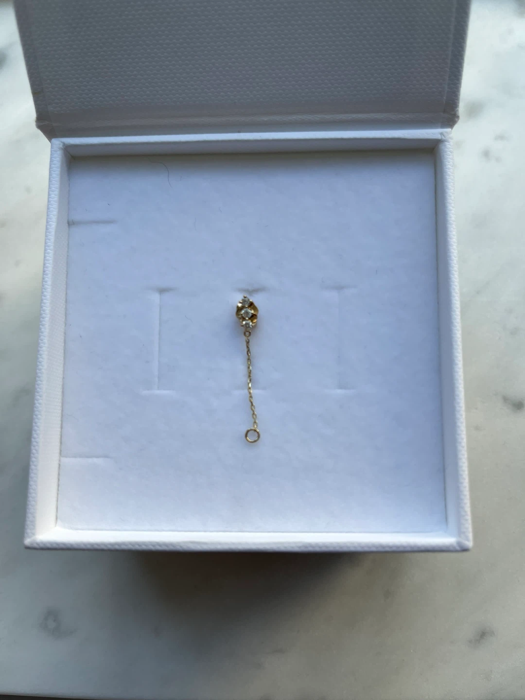 MEJURI Diamond Single Trio Chain Stud Earring Single 14K Gold