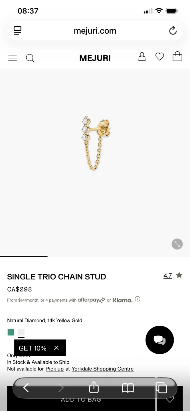 MEJURI Diamond Single Trio Chain Stud Earring Single 14K Gold - photo 5