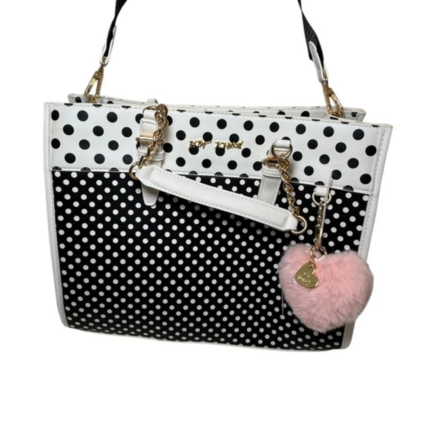 Betsey Johnson Dot Tote Bag with Pink Pom Pom Charm - photo 2
