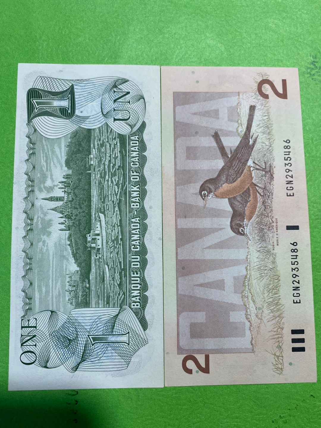 Canadian Bank Notes - One Dollar and Two Dollar - photo 2