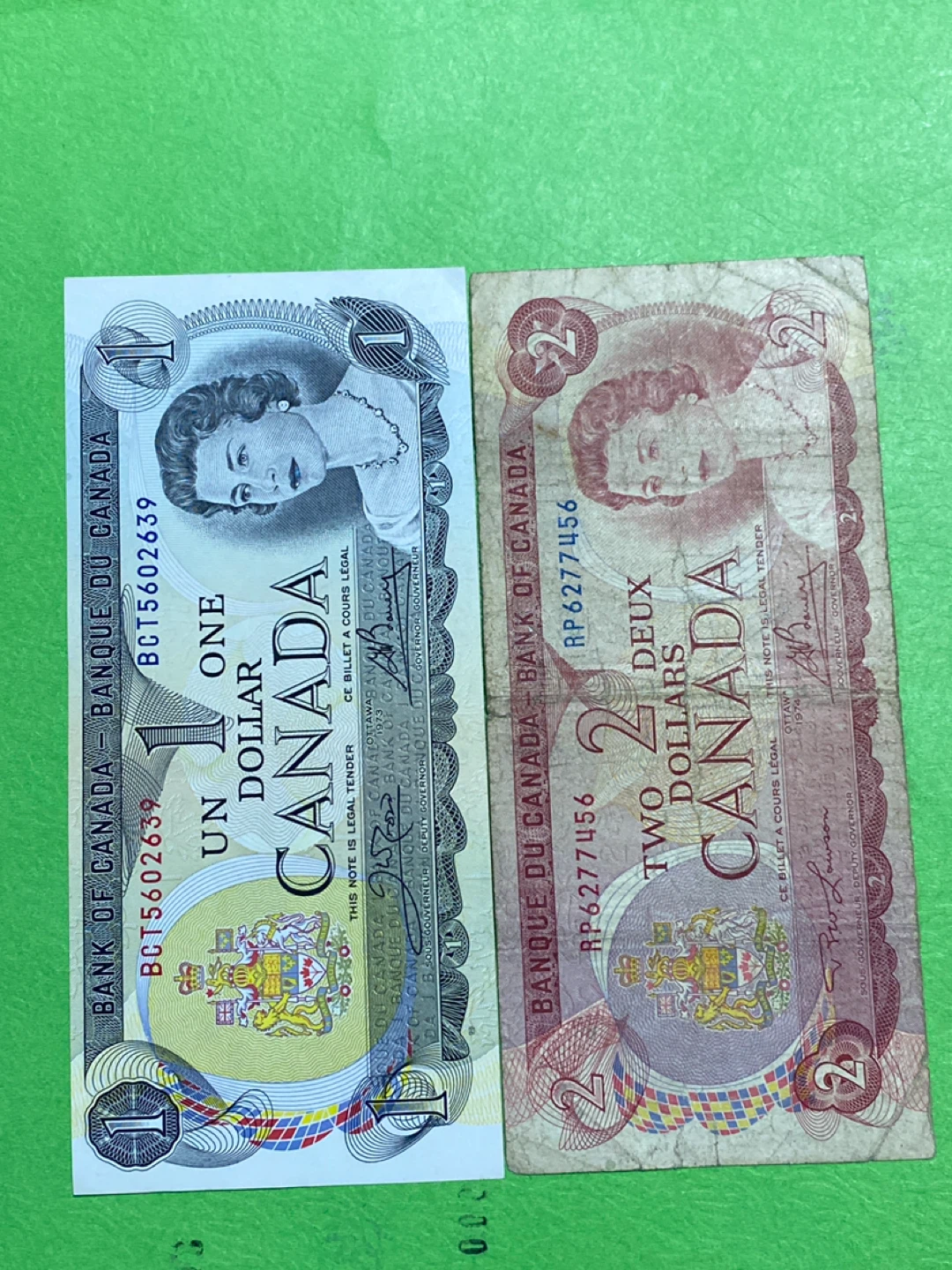 Canada Bank Notes - One Dollar and Two Dollars