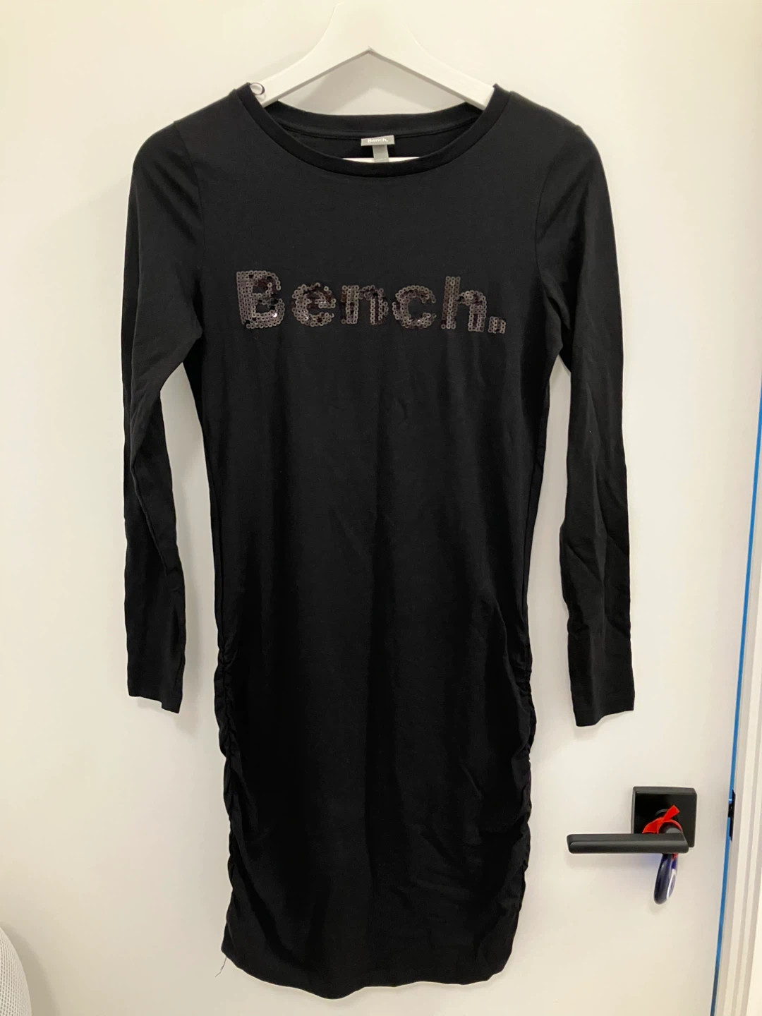 Bench. Black Sequin Logo Dress Size S