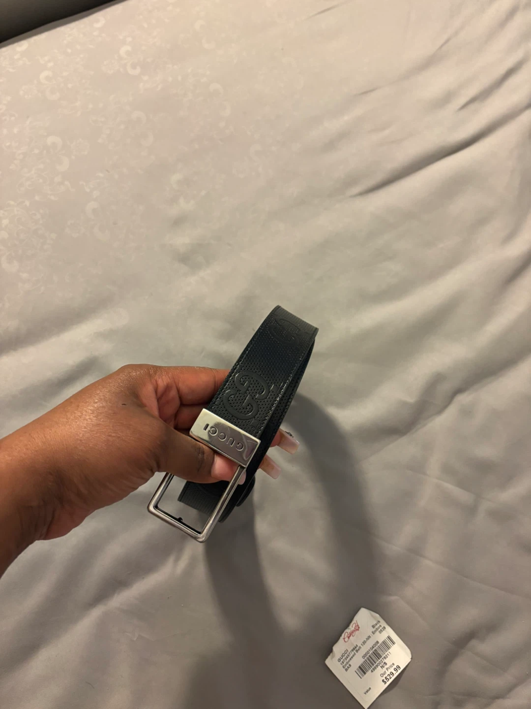 Gucci Embossed Leather Belt Black - photo 3