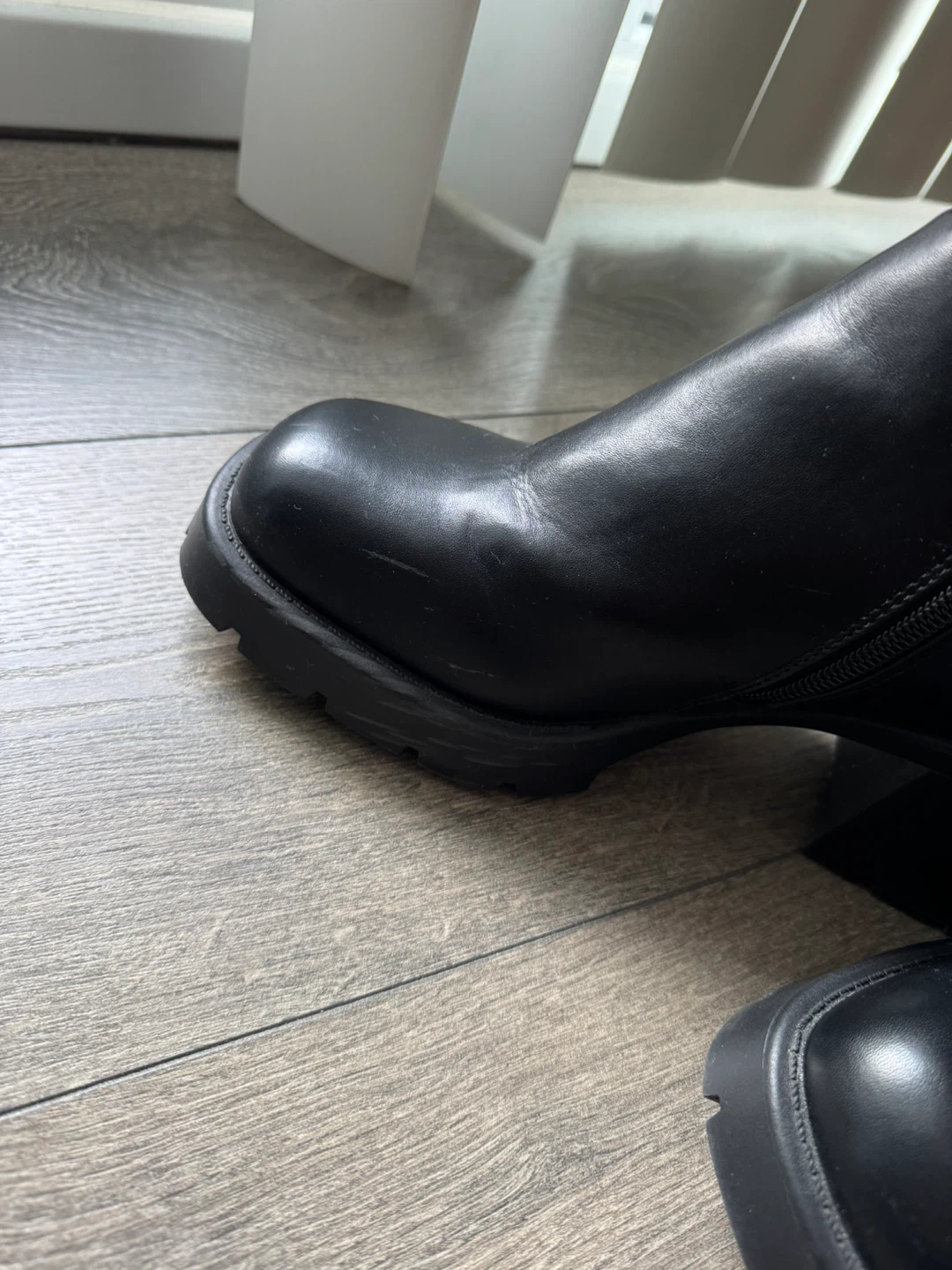 Black Faux Leather Knee-High Boots - photo 5
