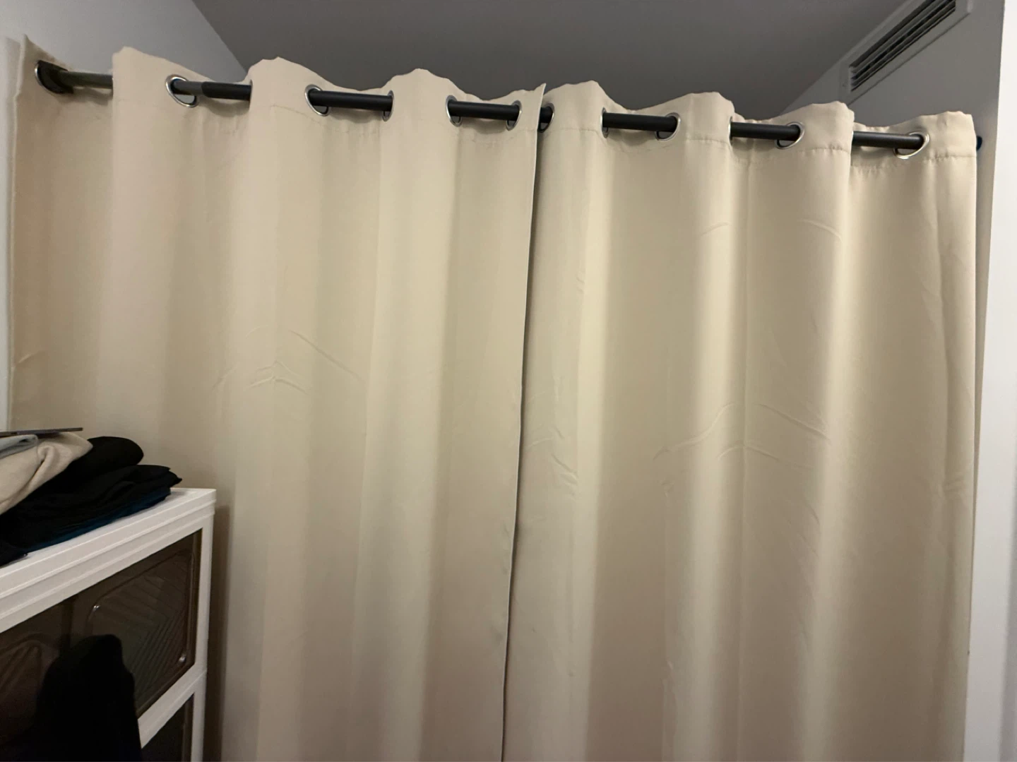 Light Beige Curtain & Rods
