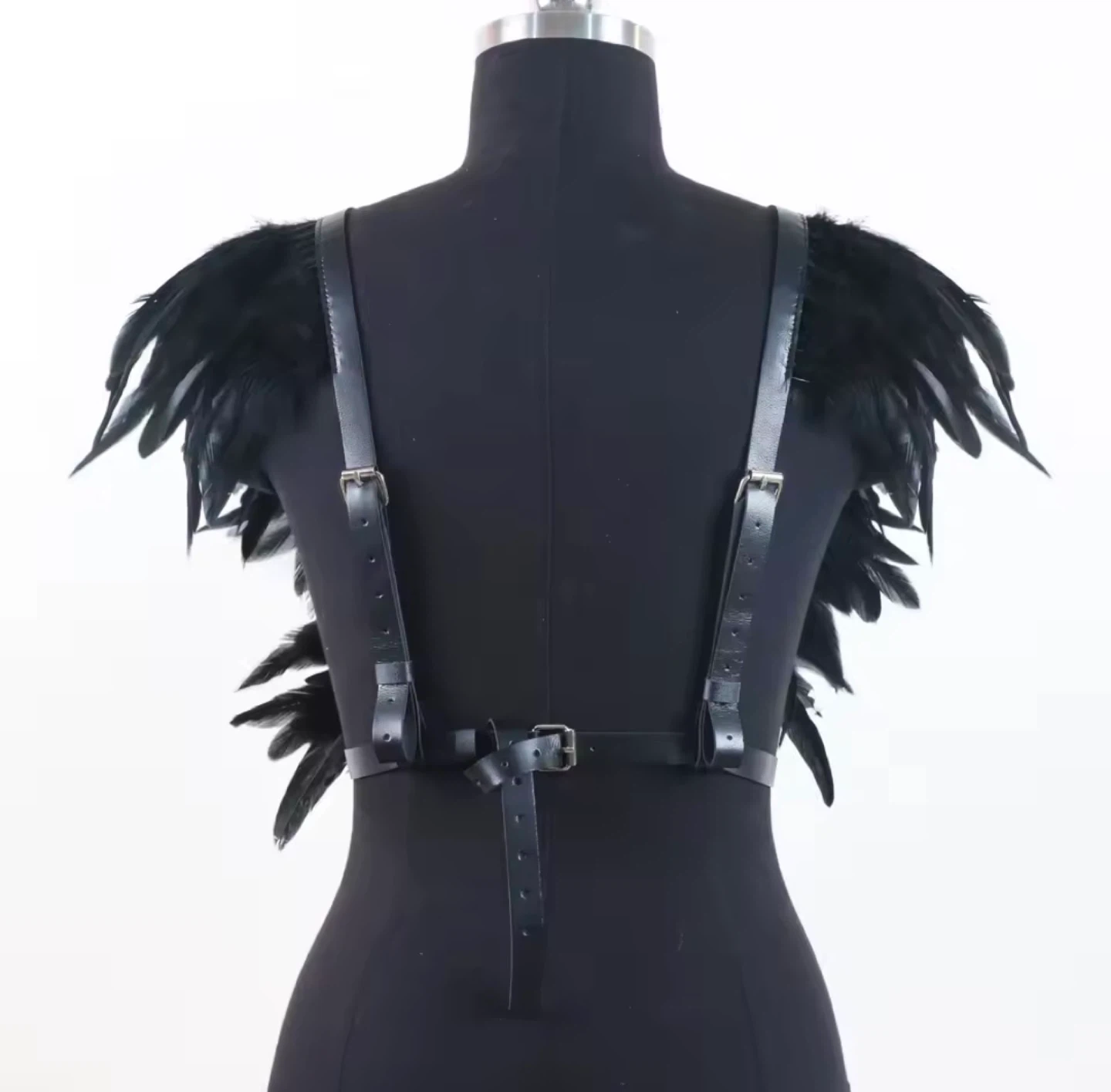 Black Feather Festival Set – Gothic Rave Outfit Top & Skirt - photo 3
