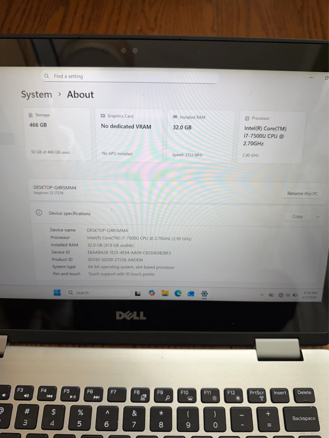 Dell laptop 13”/32GB RAM/512GB SSD/Touchscreen/Fully Functional - photo 2